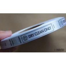 Fabric Printed Wash Care Labels DRY CLEAN ONLY, 12mmWx62mmL, Roll of 1000 labels - 2 Rolls