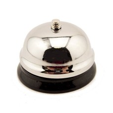 HAND Nickel Plated Store Counter, Hotel Reception and Service Desk Call Bell, 60 mm x 45 mm, Chrome / Black