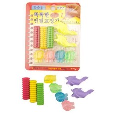 HAND Easy to Hold Pen and Pencil Grips with Soft Rubberised Texture - 6 Cylindrical, 8 Knobbly and 4 Fish-Shaped Grips Included - Pack of 2