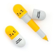 HAND Retractable Pen Small Pocket Vitamin Ballpen Yellow - Pack of 2