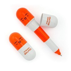 HAND Retractable Pen Small Pocket Vitamin Ballpen Orange - Pack of 2