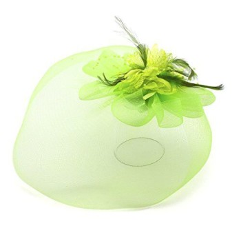 Ladies' Fashionable Feather Flower Bead Detailed and Mesh Ascot/Derby Day Fascinator Hat Headdress - Pale Green