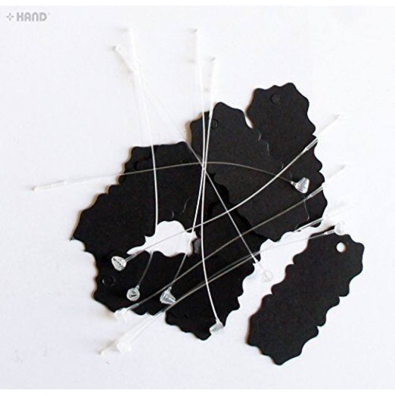Plain Assorted Colours Labelling Shaped Paper Tags 45x20mm with Nylon Lock String - Appx 500 pcs (Black) Plain Assorted Colours Labelling Shaped Paper Tags 45x20mm with Nylon Lock String - Appx 500 pcs (Black)