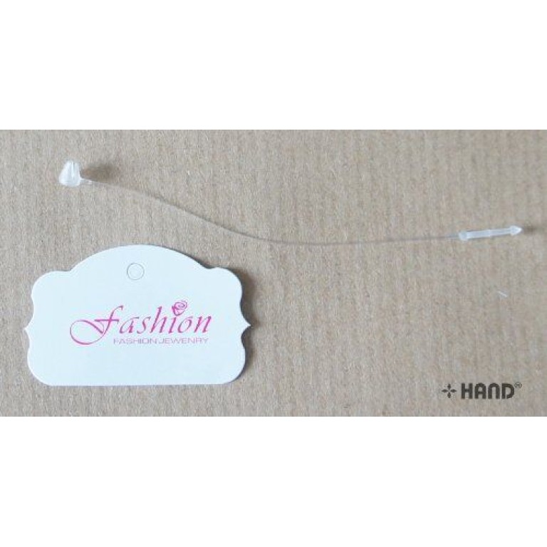 White Shaped Small Paper Tags with Pink "FASHION" Word with Nylon Lock String - Appx 500 pcs White Shaped Small Paper Tags with Pink "FASHION" Word with Nylon Lock String - Appx 500 pcs