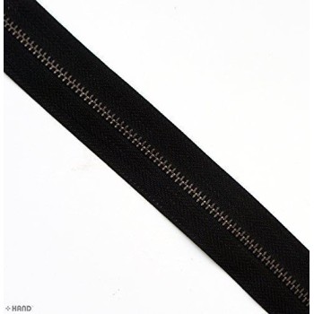 No3 Continuous Cut to Any Size Black Upholstery Metal Zip 4mm Teeth Width - 5 metres (Black-Dark Copper)