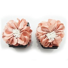 HAND Stylish Elegant Satin Jasmine Flower Bulldog Hair Clips 70 mm x 50 mm Pack of 2, Rose and White