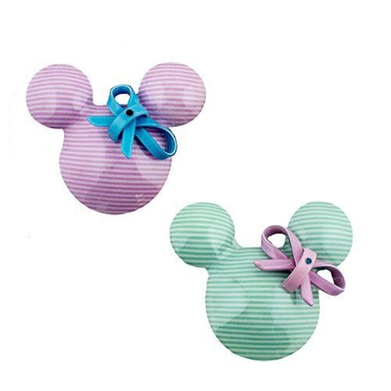 HAND ® A Pair of Pretty Enemelled Minnie Mouse Hairclip Barrettes with Pastel Stripes and Bow 6x5.5cm HAND ® A Pair of Pretty Enemelled Minnie Mouse Hairclip Barrettes with Pastel Stripes and Bow 6x5.5cm