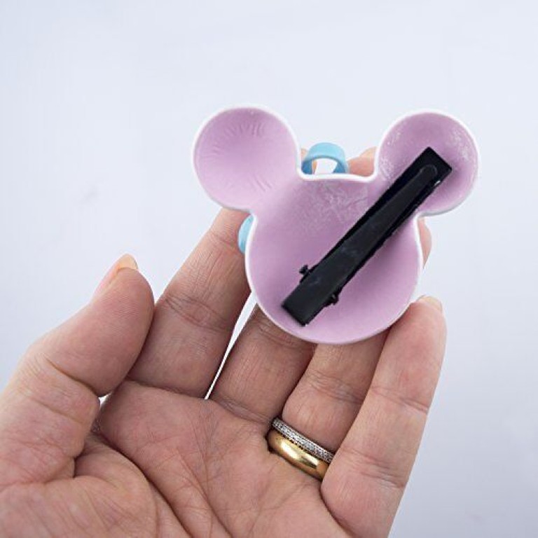 HAND ® A Pair of Pretty Enemelled Minnie Mouse Hairclip Barrettes with Pastel Stripes and Bow 6x5.5cm HAND ® A Pair of Pretty Enemelled Minnie Mouse Hairclip Barrettes with Pastel Stripes and Bow 6x5.5cm