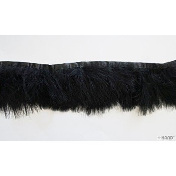 Fascinators, Hats, Fringe Trim Goose Feather 19cmW 2 metres (G12 black)