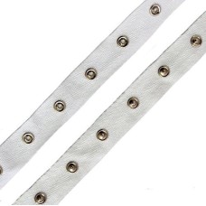 HAND Snap Button Tape HE14 2-part Cotton White Silver Snap Fasteners Ribbon - 1 meter