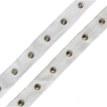 HAND Snap Button Tape HE14 2-part Cotton White Silver Snap Fasteners Ribbon - 1 meter
