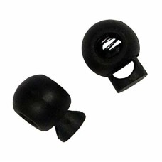 HAND 8353 BLACK Plastic Round Toggle Spring Single Hole Stop String Cord Locks - Assorted Sizes and Colours - Pack of 30