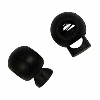 HAND 8353 BLACK Plastic Round Toggle Spring Single Hole Stop String Cord Locks - Assorted Sizes and Colours - Pack of 30
