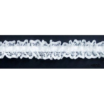 White Nylon Ruffle Lace Trim w/ White Tinsels- 5 metres - T 16