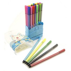 HAND A198-24 Set of 24 Kids Washable Coloured Felt Tip Pens Complete with Blue Carry Case Stand