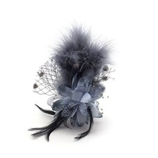 Ladies' Fashionable Soft Feather Net Ascot/Derby Day Fascinator Headdress - Blue-Grey