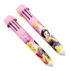 HAND Disney Princesses 10 Colours Retractable Ballpoint Pen Featuring Snow White, Cinderella, Sleeping Beauty and Ariel - Pack of 2