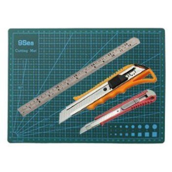 A3 CUTTING MAT+ SMALL/BIG CUTTING KNIVES + STAINLESS STEEL RULE