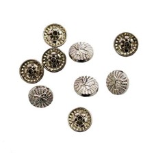 HAND Press Studs 4-part PSSC01 Decorative Silver Bow Top Snap Button 12 mm - Pack of 10 Sets