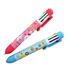 HAND Multicolour Pen HK6613 Kids Retractable Click Ballpoint 8 Colour Pen Assorted Colours - Pack of 2