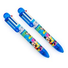 HAND Multicolour Pen Kids Mickey and Minnie Mouse Retractable Ballpoint 6 Colours Pen - Pack of 2