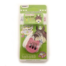 My Neighbour Totoro Colourful 3 Digit Combination Padlock for Your School, Home, Locker, Bag, Diary - It's My Secret - Pink