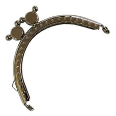 HAND Purse Frame PF16 Silver Tone Arched Mickey Mouse Head Shaped Kiss Clasp Lock Handle 85x45mm