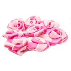 HAND Large Flower Ribbon and Organza Sew On Trims, Embellishments 30 mm Pack of 10 Two Tone Pink