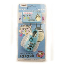 My Neighbour Totoro Colourful 3 Digit Combination Padlock for Your School, Home, Locker, Bag, Diary - It's My Secret - Sky Blue