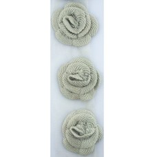 HAND® Knitted Light Grey Decorative Rosettes Sew on Trim with Net Backing - 1 Metre Appx 12 pcs (8 x 8 cm)
