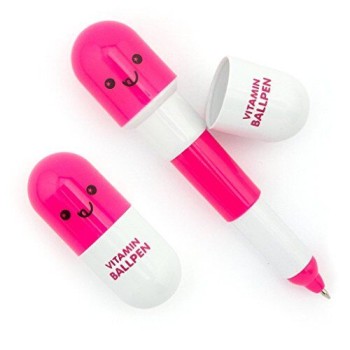 HAND Retractable Pen Small Pocket Vitamin Ballpen Pink - Pack of 2