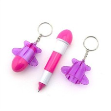 HAND Retractable Pen Small Pocke Pink Plane Ballpen Keyring - Pack of 2