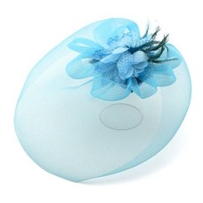 Ladies' Fashionable Feather Flower Bead Detailed and Mesh Ascot/Derby Day Fascinator Hat Headdress - Sky Blue
