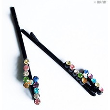 CHP Beautiful Shiny Diamante Crystal Assorted Designs and Colours Hair Pins for All Ages - Pack of 3 Pairs (CHP03)