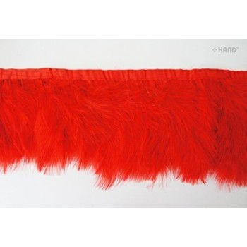 Fascinators, Hats, Fringe Trim Goose Feather 19cmW 2 metres (G06 fierce red)