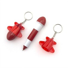 HAND Retractable Pen Small Pocket Red Plane Ballpen Keyring - Pack of 2