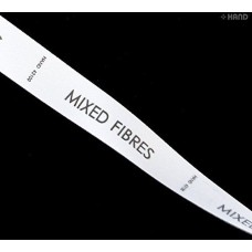 Fabric Printed Wash Care Labels "MIXED FIBRES" 12x50mm - Roll of 1000 Labels
