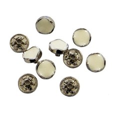 HAND Press Studs 4-part PSSC02 Decorative Silver White Top Snap Button 10 mm - Pack of 10 Sets