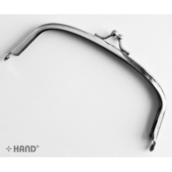 F01 Medium Silver Half Moon Purse Frame with Small Ball Kiss Clasp Lock Handle 144x60mm