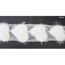 T 01 - Decorative White Angel Heart Net Trim with Little Flower Petals - 1 m