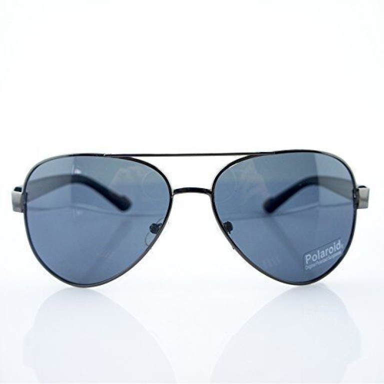 HAND H1050 502 Polaroid Aviator Sunglasses with Black & Gunmetal Grey Frame and Blue-Grey Lenses - Width at Temples 134 mm - 100% UV400 protection HAND H1050 502 Polaroid Aviator Sunglasses with Black & Gunmetal Grey Frame and Blue-Grey Lenses - Width at Temples 134 mm - 100% UV400 protection