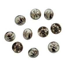 HAND Press Studs 4-part PSSC03 Decorative Silver White Top Snap Button 12 mm - Pack of 10 Sets