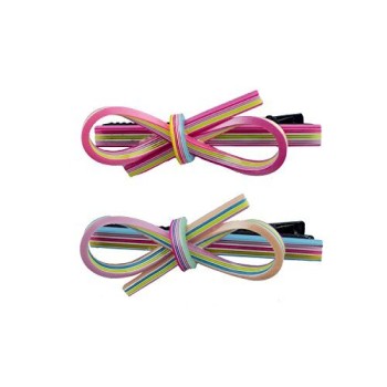 HAND ® A Pair of Pretty Candy Striped Hair Clip Barrettes in a Loop Design 6.5x2.5cm