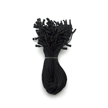 Hang Tag, Waxed Nylon String Round Snap Lock 20cm, Black - 1000pcs Hang Tag, Waxed Nylon String Round Snap Lock 20cm, Black - 1000pcs