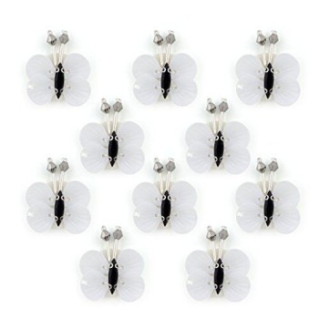 HAND No.5 Black and White Butterfly Sew-On Trims - Embellishments for Clothing, Accessories - Pack of 10