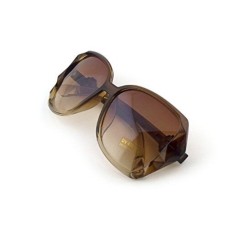 Fashionable Ladies' Sunglasses with Art Deco Geometric Frame Detail and Stylish Silver Temple Motif UV400 - Brown