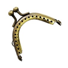 HAND Purse Frame PF13 Small Antique Bronze Arched Ball Kiss Clasp Lock Handle 55x30mm