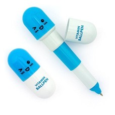 HAND Retractable Pen Small Pocket Vitamin Ballpen Blue - Pack of 2