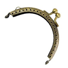 HAND Purse Frame PF12 Antique Bronze Arched Engraved Flowers Ball Kiss Clasp Lock Handle 85x45mm