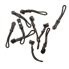 HAND H0963 D308 No.3 Black Water Resistant Metal Zip Pulls with Grip Cords 5cm Length - Pack of 10